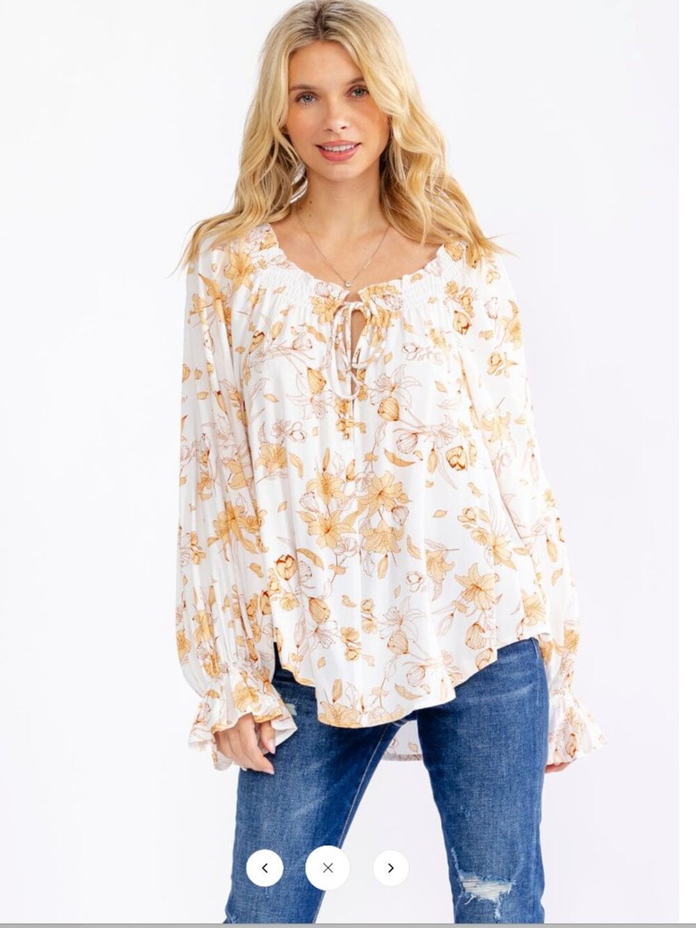 LONG SLEEVE V-NECK FLORAL BLOUSE SOFT